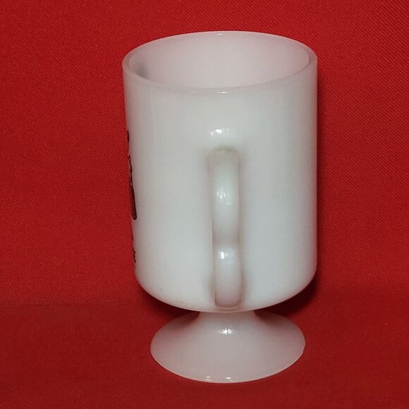 Walt Disney Productions White Milk Glass Cup Minnie Mouse Pedestal Footed Mug - Picture 4 of 11